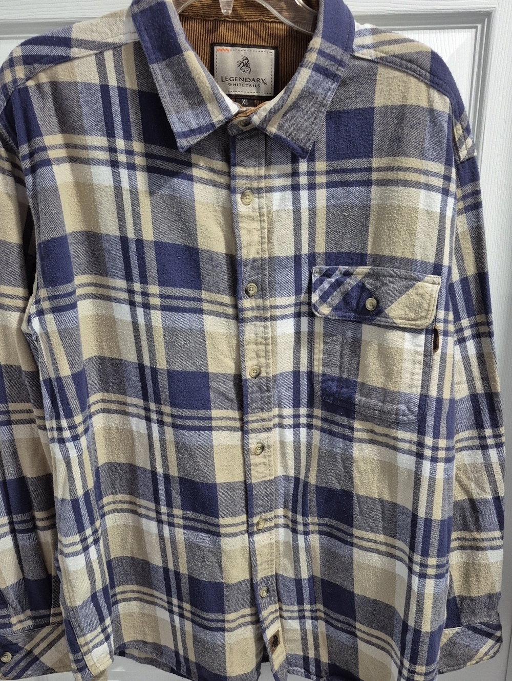 Legendary Whitetails Blue and Cream Plaid Button-Down Shirt